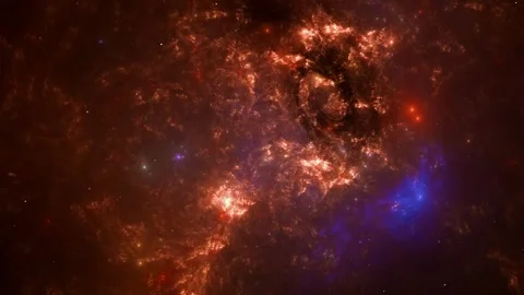 Deep space nebula with glowing stars and spiral galaxy Stock Footage 331196935