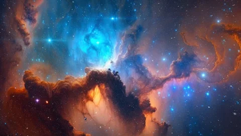 Deep space nebula in many colours Stock Footage 243263766