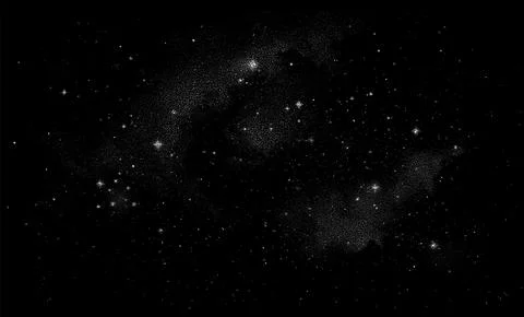 Deep Space Night Sky Background with Stippled Stars, Galaxy Dust and Cosmic Stock Illustration