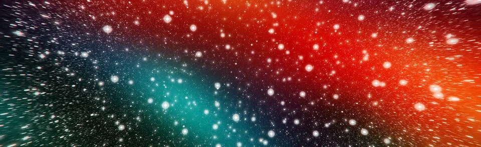 Deep space panorama: warp speed motion through a vibrant red and teal starfie Stock Illustration