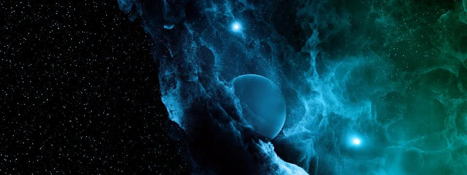 Deep space planets background. 3D rendering. Stock Illustration