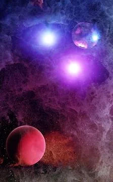 Deep space planets background. 3D rendering. Stock Illustration