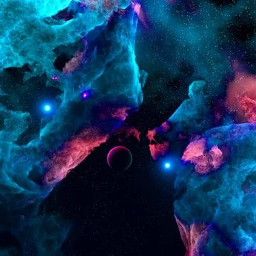Deep space planets background. 3D rendering. Illustrazione stock