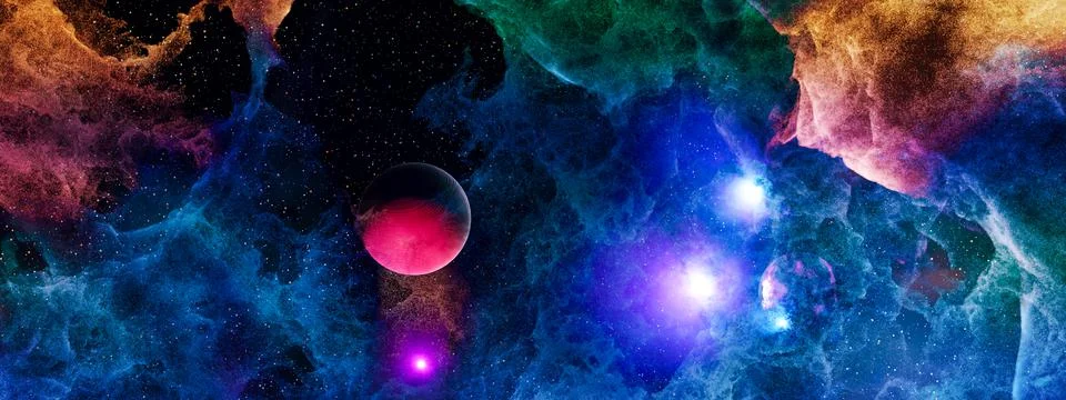 Deep space planets background. Illustrazione stock