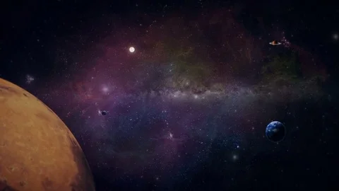 Deep Space Planets In Solar System With Nebula Video stock 83782728