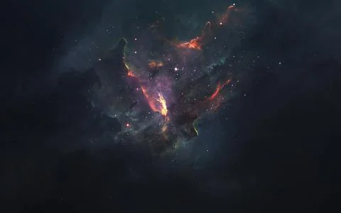 Deep space. Science fiction wallpaper, planets, stars, galaxies and nebulas in Stock Illustration