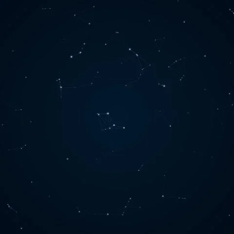 Deep space starry background with glowing celestial constellation map Stock Footage 345689326