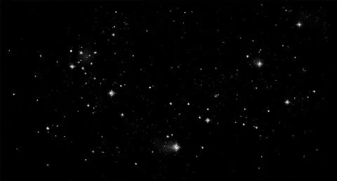 Deep Space Starry Night Sky Background with Stippled Stars, Clusters and Nebulae Stock Illustration