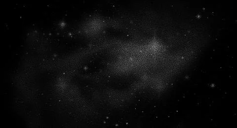 Deep Space Starry Night Sky Background with Stippled Stars, Clusters and Nebulae Stock Illustration