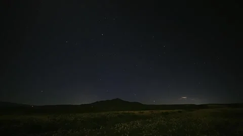 Deep Space Stars Moving Over Remote Field Time-lapse Native China Lens 動画素材 333601903