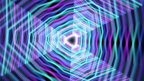 Deep Space Tech Geometric Polygon Tunnel, Abstract Hyperspace Portal Stock-Footage 329903731