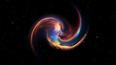 Deep space universe displaying magnificent swirling of spiral galaxy view 스톡 동영상 343298491