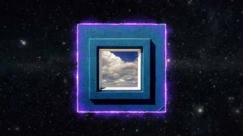 Deep Space Window Sky Clouds Zoom In Surreal Motion Background Stock Footage 223371138