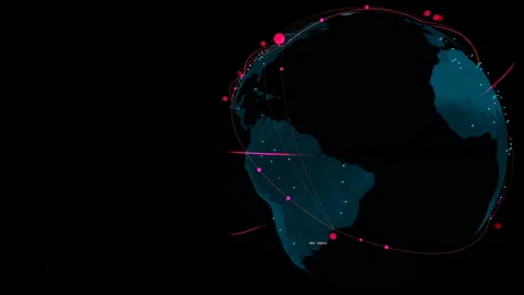 Deep spatial push into a cyber warfare globe background, 4K Stock Footage 339091760