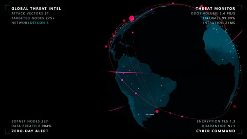 Deep spatial push into a cyber warfare globe, 4K Stock Footage 339091792