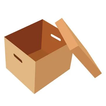 A deep square box with slots for hands and with an open lid that stands nearb Stock Illustration