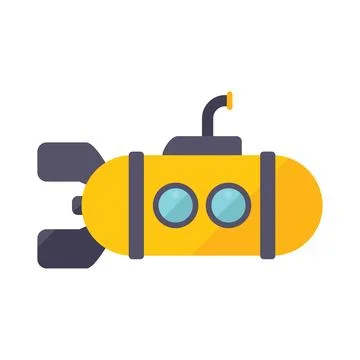 Deep submarine icon flat vector. Sea ship Stock Illustration