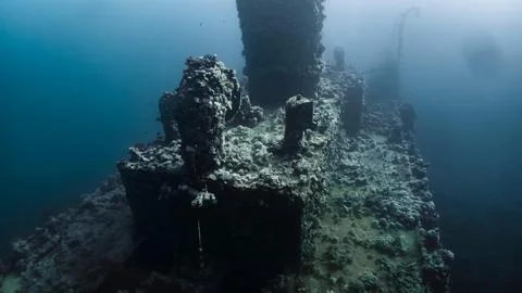 Deep Sunken Shipwreck Ruins Stock Photos
