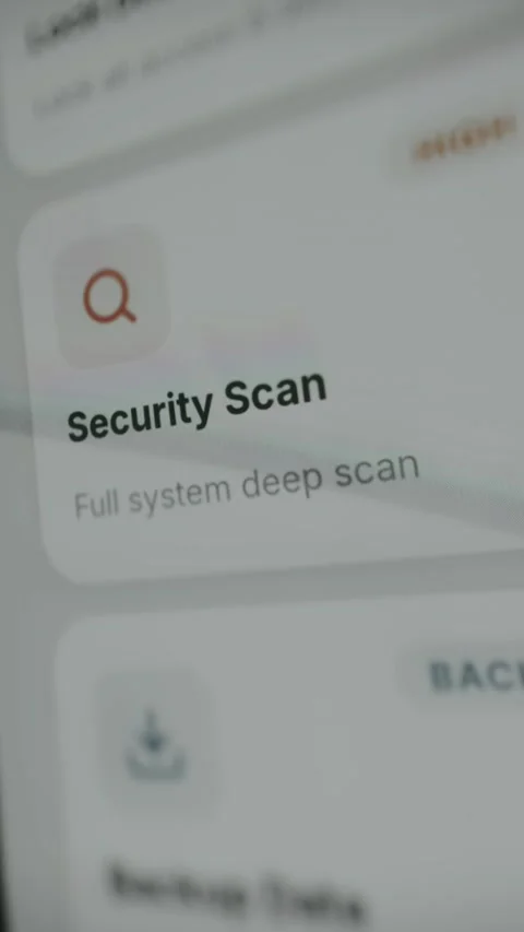 Deep system scan option Security Scan in a cybersecurity interface Stock Footage 333824722