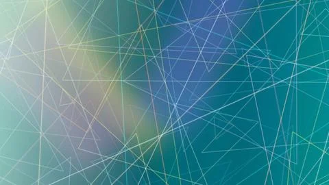 Deep teal abstract background with multicolor geometric lines and wireframe.. Stock Illustration