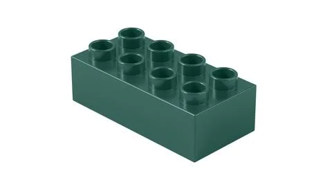 Deep Teal Plastic Lego Block Isolated on a White Background. Stock Illustration
