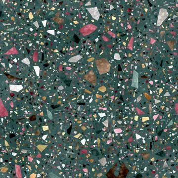 Deep Teal Terrazzo Texture With Stone Aggregate Stock Photos