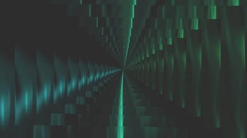 Deep teal tunnel pulses with rhythmic digital waves Ilustração Stock
