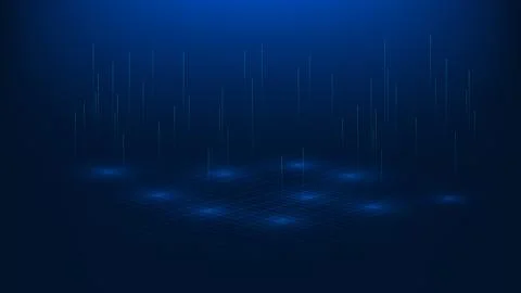 Deep tech background with glowing data lines rising from the surface, visua.. 스톡 일러스트