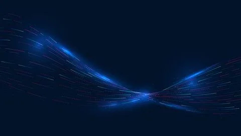 Deep Tech Data Wave Technology with Flowing Information Lines, Advanced Com.. Stock Illustration