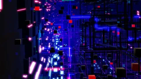 Deep tech or information technology concept. 3d looped background motion graphic Stockbeeldmateriaal 160004197