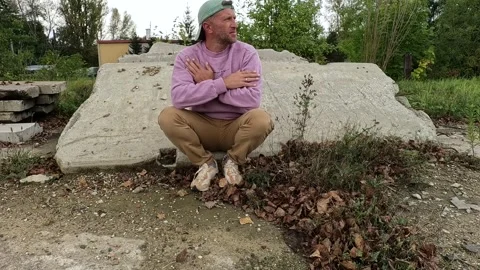 Deep Thoughts: Singing on the Concrete Plate Stock Footage 252817597