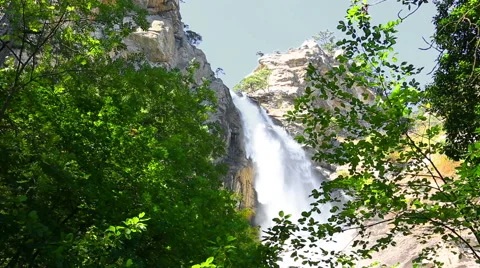 Deep Uchan-su falls on the mountain Ah-Petri in the Crimea after a heavy rain Stock Footage 45911785