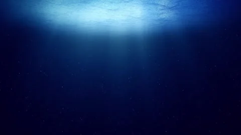 Deep underwater light rays with flicker plankton loop animation Stock Footage 337662283