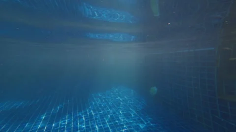 Deep Underwater Pool Scene With Floating Particles And Soft Light Rays, Minimal Stock Footage 326951731