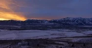 Deep Vibrant Sunset Of Winter Mountain Landscape Nature Scene Aerial Footage 4K Stock Footage