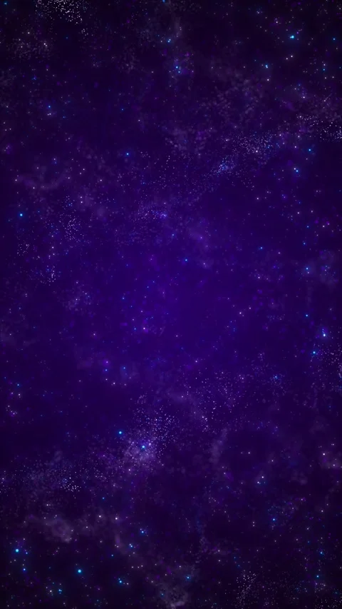 Deep violet galaxy visual stars, misty particle clouds, cyan spark points, soft Stock Footage 340469932