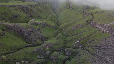 Deep vulcanic ridges sculpted by powerful eruptions and molten lava flows Stock Footage 249993021