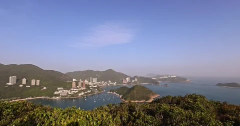 Deep Water Bay Panoramic View from Brick Hill in Hong Kong Видео 332387641