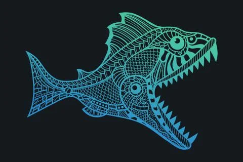 Deep water predator fish attacking Stock Illustration