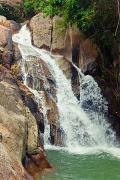 Deep Waterfall in the forest Stock Photos