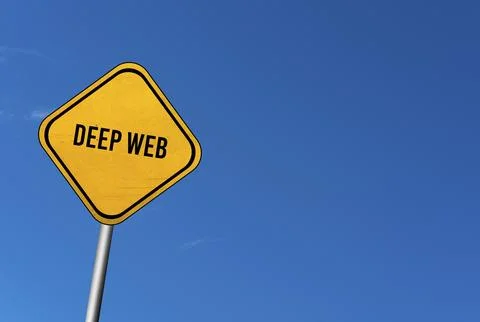 Deep web, yellow sign with blue sky 스톡 일러스트