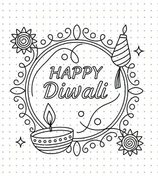 Deepavali celebration banner vector featuring Happy Diwali text, lighted diya, f Stock Illustration