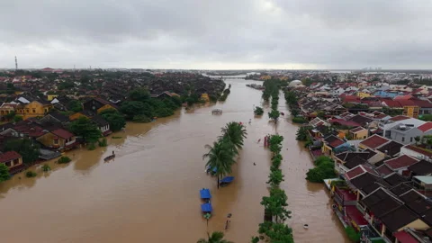The deepest flood in history in Hoi An, Da Nang 2025 Stock Footage 320878153