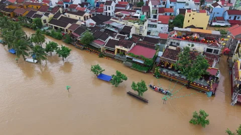 The deepest flood in history in Hoi An, Da Nang 2025 Stock Footage 320878663