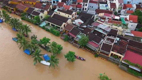 The deepest flood in history in Hoi An, Da Nang 2025 Stock Footage 320878767
