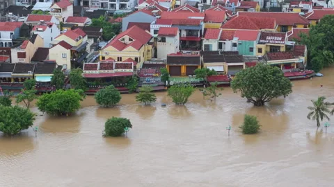 The deepest flood in history in Hoi An, Da Nang 2025 Stock Footage 320879328