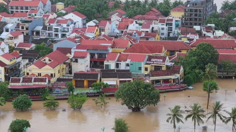 The deepest flood in history in Hoi An, Da Nang 2025 Stock Footage 320879370