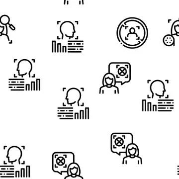 Deepfake Face Fake Seamless Pattern Vector Stock Illustration