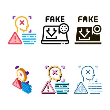 Deepfake human profile icon vector outline looks Stock Illustration