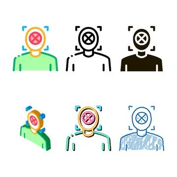 Deepfake human silhouette multistyle icon vector outline Stock Illustration